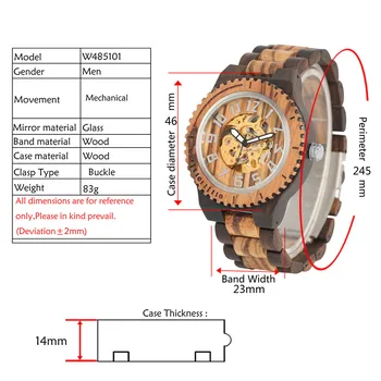 Arabiški Ekranas vyriški Mechaniniai Laikrodžiai Visas Medinių Žiūrėti Žmogus Automatinis Laikrodis Medienos Bangle Laikrodis Lankstymo Sagtimi