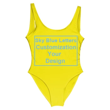 Asmeninį maudymosi kostiumėlį Spausdinti Savo Prekės ženklo LOGOTIPĄ Užsakymą Bikini Individualų vientisi maudymosi kostiumėlį Moteris Bodysuit Vištų Šalis Bikini