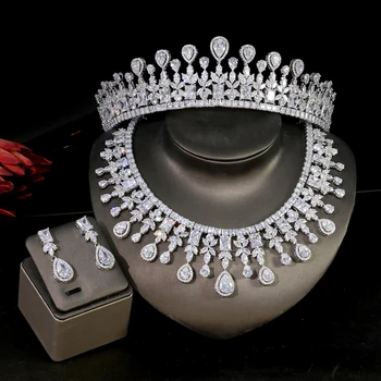 ASNORA Nigerija 4-gabalas cirkonis juvelyriniai dirbiniai moterų prabanga Dubajus CZ kristalų šalis vestuvių karūna, papuošalai T0860