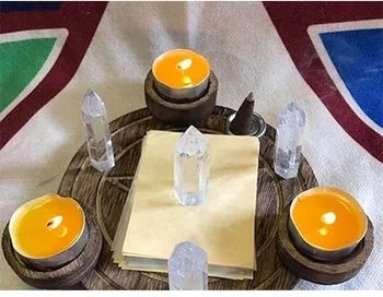 Astrologija Pentagram Medienos Žvakidė Stalo Pentacle Altoriaus Plokštės Triquetra Mediniai Būrimą Wicca Ceremonija Priedai