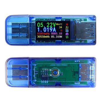 AT34 USB Įtampos Srovės pralaidumas Energijos Galia Testeriai USB3.0 IPS HD Spalvotas Ekranas Lygiavertis Varžos Temperatūros Matuoklis FKU66