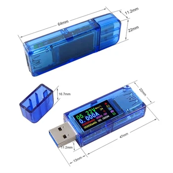 AT34 USB Įtampos Srovės pralaidumas Energijos Galia Testeriai USB3.0 IPS HD Spalvotas Ekranas Lygiavertis Varžos Temperatūros Matuoklis FKU66