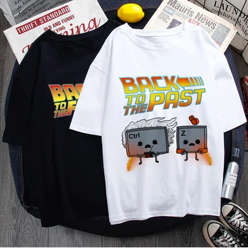 Atgal Į Ateitį Juokingas Animacinių filmų Marškinėliai Vyrams Unisex Šviesos Harajuku T-shirt Grafikos Streetwear Marškinėlius Hip-Hop Top Tee Vyriška