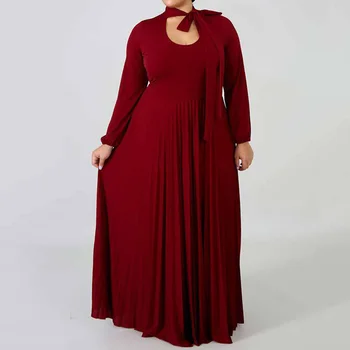 Atsitiktinis maxi plisuotos suknelė moterų plius dydis L-3XL negabaritinių skraiste afrikos biuro darbo dėvėti elegantiškas rudenį ilga suknelė moterų 2020 m.