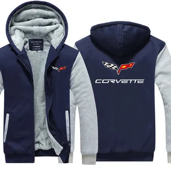 Atsitiktinis Vyrų Medvilnės Šiltas vyrų Chevrolet Corvette sweathshirt hoodies užtrauktukas paltai Vyrų tirštėti striukės