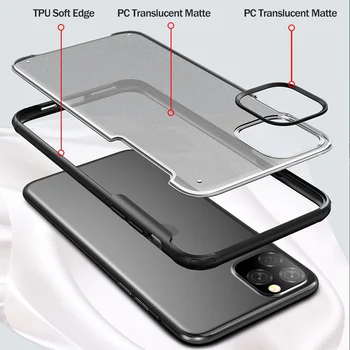Atsparus smūgiams Atveju iPhone, 11 pro max XS XR Protector cover for iPhone 12 pro 8plus PC atgal mobiliojo telefono atveju Matinis shell Coque