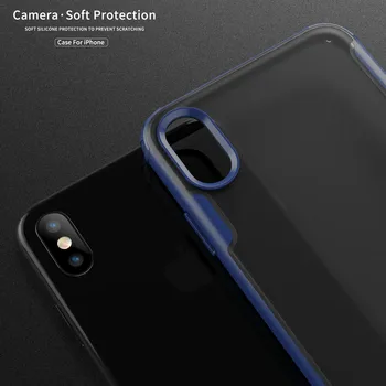 Atsparus smūgiams Bamperis Šarvai Slim Case for iPhone Pro 11 2019 X XS XR XS Max 8 7 Plius Atveju, Minkštas Rėmas Permatomas Sunkiai PC Galinį Dangtelį