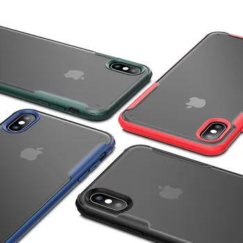 Atsparus smūgiams Bamperis Šarvai Slim Case for iPhone Pro 11 2019 X XS XR XS Max 8 7 Plius Atveju, Minkštas Rėmas Permatomas Sunkiai PC Galinį Dangtelį