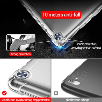 Atsparus smūgiams silikoninis atveju, Huawei MediaPad T3 T5 7.0 8.0 10 10.1 MAA-W09/L09 skaidria guma galinio dangtelio lankstus bamperis