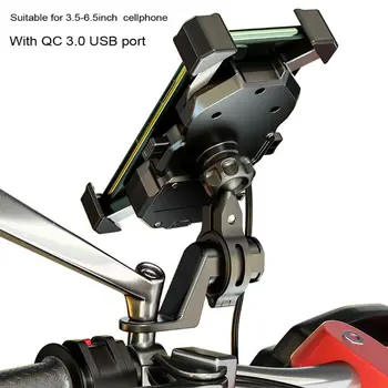 Atsparus vandeniui Motociklo mobiliojo Telefono Turėtojas 360° Motociklo Rankenos Veidrodis Telefono Stovas su QC 3.0 USB Įkroviklio Lizdas tvirtinimas vsi