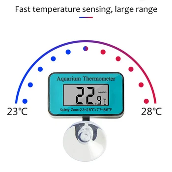 Atsparus vandeniui Skaitmeninis LCD Žuvų Bakas Termometras Povandeninis Temperatūros Monitorius su siurbtukas 1pc