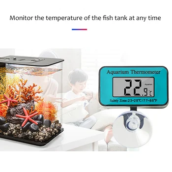 Atsparus vandeniui Skaitmeninis LCD Žuvų Bakas Termometras Povandeninis Temperatūros Monitorius su siurbtukas 1pc