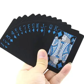 Atsparus Vandeniui Stalo Žaidimas Tiekimo Plastikinių Kortų Kolekciją Juoda Pokerio Rinkinys Blackjack Žaidimas Kortelės Dropship Gold Card Žaisti