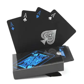 Atsparus Vandeniui Stalo Žaidimas Tiekimo Plastikinių Kortų Kolekciją Juoda Pokerio Rinkinys Blackjack Žaidimas Kortelės Dropship Gold Card Žaisti