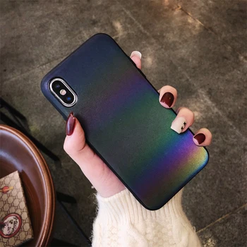 ATVĖSTI Lazerio Rainbow Šviesos Telefono dėklas Skirtas iphone 11 Pro X XS Max XR Blizgučiai Atveju iphone 7 8 Plus SE 2020 Matinis Dangtelis Coque
