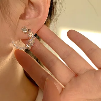 Aukso galvanizavimo 925 silver needle cirkonis perlas C auskarai moterims naujos Korėjos rytinių Vartų kietas temperamentas ausies pakabukas Mados