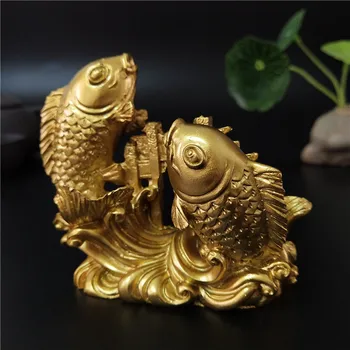 Aukso Kinų Feng Shui Budos Statulos Ranka Raižyti Skulptūra Gyvūnų, Žuvų Figūrėlės Amatų Papuošalai, Namų Dekoro Priedai