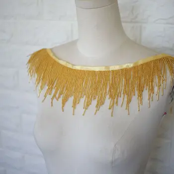 Aukso Kutais, karoliukais nėrinių apdaila kostiumai dress priedai Pearl kutas Puošnios Nėrinių Apdaila audinio aplikacijos lopai