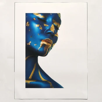 Aukso Mėlyna Mergina, Plakatų Ir Grafikos Makiažo Drobės Paveikslai Šiaurės Šalių Sienos Menas Nuotraukas Iiving Kambarį Apdailos Vario Graviūrų