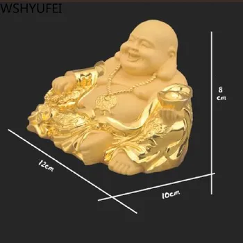Aukso Pasisekė Fengshui Dervos Laughing Buddha Statula Budizmas Pinigų Maitrėjos Budos Skulptūra Figūrėlės Namų Kambarį Apdaila