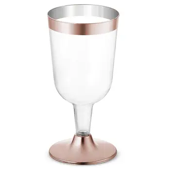 Aukso Plastiko Vyno taurė/Vyno Taures -Aišku, Elegantiškas Vienkartiniai Puodeliai su Aukso Ratlankis - Patvarus Šalis Vestuvių Plastikinių Puodelių-25Pack