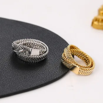 Aukso Sidabro Spalvos Masyviu Grandinės Žiedai Nuorodą Susukti Geometrinis Žiedai Moterims Derliaus Atidaryti Žiedų Reguliuojamas 2020 Madinga