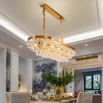 Aukso stačiakampio virtuvės šiuolaikinės liustra už kambarį valgomasis vandens lašelis kristalų lempos villa salė parduotuvėje šviesos armatūra
