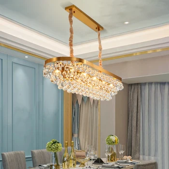 Aukso stačiakampio virtuvės šiuolaikinės liustra už kambarį valgomasis vandens lašelis kristalų lempos villa salė parduotuvėje šviesos armatūra