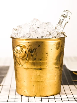 Aukso Storio Tigro Galva Nerūdijančio Plieno Ledo Kibiras Šampano Atšaldyti Bbeer Raudonas Vynas, Ledo Kubelių Kibiras