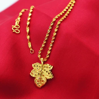 Aukso užpildytas Maži Lapai Karoliai Moterims / Merginoms Aukso Spalvos Pakabukas Pradinė Plona Grandinė Bijoux Collier Elegantiškas Moterų Papuošalai