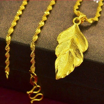 Aukso užpildytas Maži Lapai Karoliai Moterims / Merginoms Aukso Spalvos Pakabukas Pradinė Plona Grandinė Bijoux Collier Elegantiškas Moterų Papuošalai
