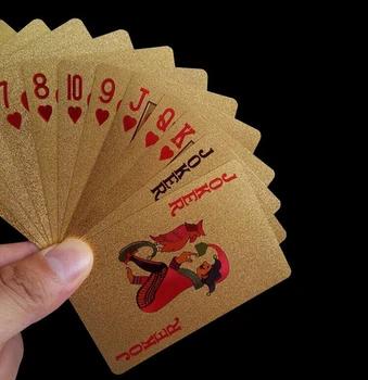 Aukso Žaisti Kortų Magijos Triukas, 24K Aukso Pokerio Plastiko Žaisti Kortų Rinkinys, Aukso Folija $100 Franklin Logotipas Vandeniui Korteles