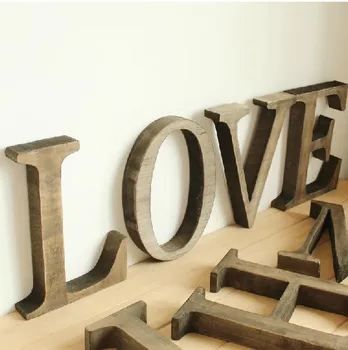 Aukštis 30 cm Derliaus medienos anglų laiškas retro kūrybos abėcėlės, skaičių Namų baras, kavos vestuvių dekoravimas amatų