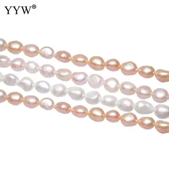 Aukštos Kokybės Dirbtiniu būdu išauginti Baroko Gėlavandenių Perlų Karoliukais Nuggets Natūralių Perlų Karoliukus, 9-10mm 15.5 Colių, 
