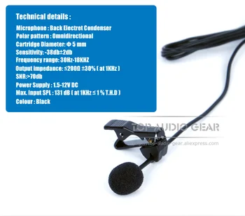 Aukštos Kokybės Juodos Spalvos Moteriška Varžto Sriegio Užraktas 3.5 mm Lizdas, Stereo Plug Lavalier Microphone Belaidžio BodyPack Siųstuvas