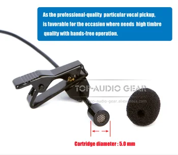 Aukštos Kokybės Juodos Spalvos Moteriška Varžto Sriegio Užraktas 3.5 mm Lizdas, Stereo Plug Lavalier Microphone Belaidžio BodyPack Siųstuvas