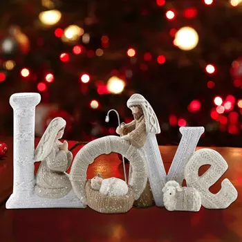 Aukštos Kokybės Kalėdinė Dekoracija Elegantiška Aplinka Gimimo Nustatyti Kristaus Gimimo Ornamentu Puikūs Gražus Anglų Laiškas Apdaila