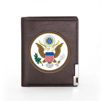 Aukštos Kokybės Mados Jungtinės Amerikos Valstijos Emblema Spausdinimo Odos Piniginės 