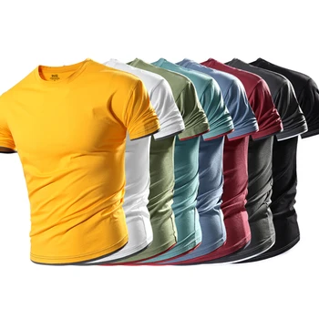 Aukštos Kokybės Medvilnės vientisos Spalvos Marškinėliai Vyrams Drabužius Atsitiktinis O-kaklo Marškinėlius trumpomis Rankovėmis Viršūnes Minkšta Audinio Pagrindinis T-shirt