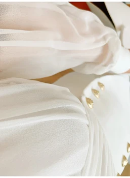 Aukštos kokybės OLIS elegantiškas v-kaklo bodycon mini suknelė mygtukai perspektyvos žibintų rankovės kratinys slim suknelės baltos, juodos y636