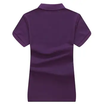 Aukštos kokybės Vasaros vientisos spalvos Moteriški polo marškinėliai Medvilnės Atsitiktinis trumpas rankovės atvartas Moterų tees Mados slim moterų topai