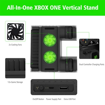 Aukštos kokybės Vertikalus Aušinimo Stovas Cooler Įkrovimo Stotis Xbox One X/XBOX VIENĄ S/XBOX ONE X su 2 Įkrovimo Battries