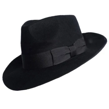 Aukštos kokybės vilnos skrybėlę vilnos 1: 1 Michael Jackson koncertą šokių skrybėlės klasikinės juodos plačią skrybėlę su džiazo kraštų riteris kepurės Su