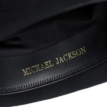 Aukštos kokybės vilnos skrybėlę vilnos 1: 1 Michael Jackson koncertą šokių skrybėlės klasikinės juodos plačią skrybėlę su džiazo kraštų riteris kepurės Su