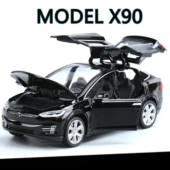 Aukštos Modeliavimo 1:32 Tesla MODEL X 90 Lydinio Automobilio Modelį Diecasts Žaislinės Transporto priemonės Žaislinius Automobilius Berniukas Žaislai Traukti Atgal Mirksi Garso Vaikas Dovanos