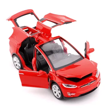 Aukštos Modeliavimo 1:32 Tesla MODEL X 90 Lydinio Automobilio Modelį Diecasts Žaislinės Transporto priemonės Žaislinius Automobilius Berniukas Žaislai Traukti Atgal Mirksi Garso Vaikas Dovanos