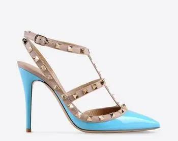 Aukščiausios kokybės Aukšto kulno kniedės moterų batų mados prekės ženklo ponios sexy 8 10cm sandalai darbo suknelė stiletto odos sandalai