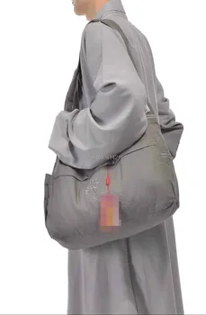 Aukščiausios kokybės pilkos spalvos Budistų Vienuoliai paketo UNISEX abatas pusmėnulio vieno peties meditacija drobė maišelis nustatyti Lohan kovos menų krepšiai