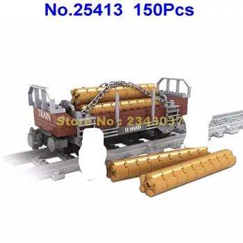 Ausini 150pcs miesto traukinio bėgių medienos tašai kūrimo bloką, 2 Žaislas