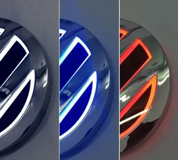 Auto Apšviestas 5D LED 11cm Uodega Logotipas Šviesos Ženklelis Emblema Lempos CC MAGOTAN Tiguan Scirocco 4D